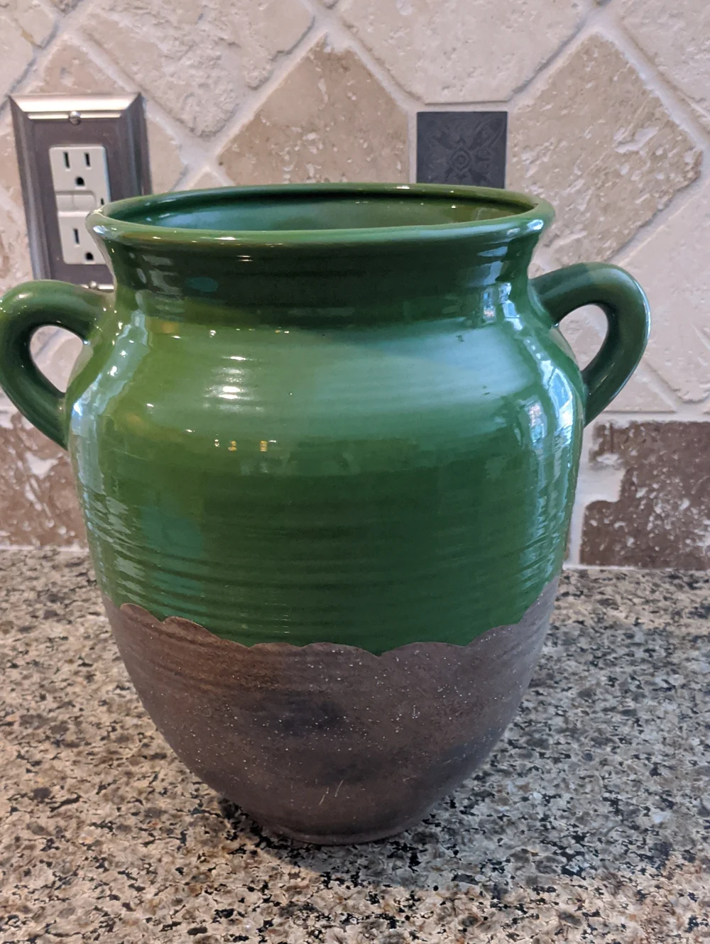Southern Living at Home Olive Jar Du Mar Olive Green & Sandstone Glazed Pottery